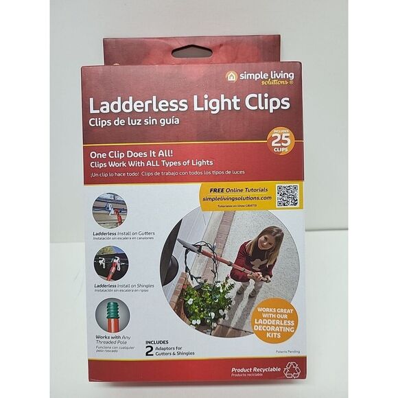 Simple Living Ladderless Light‎ Clips Pole One Clip Does It All With 25 Clips - Picture 1 of 6